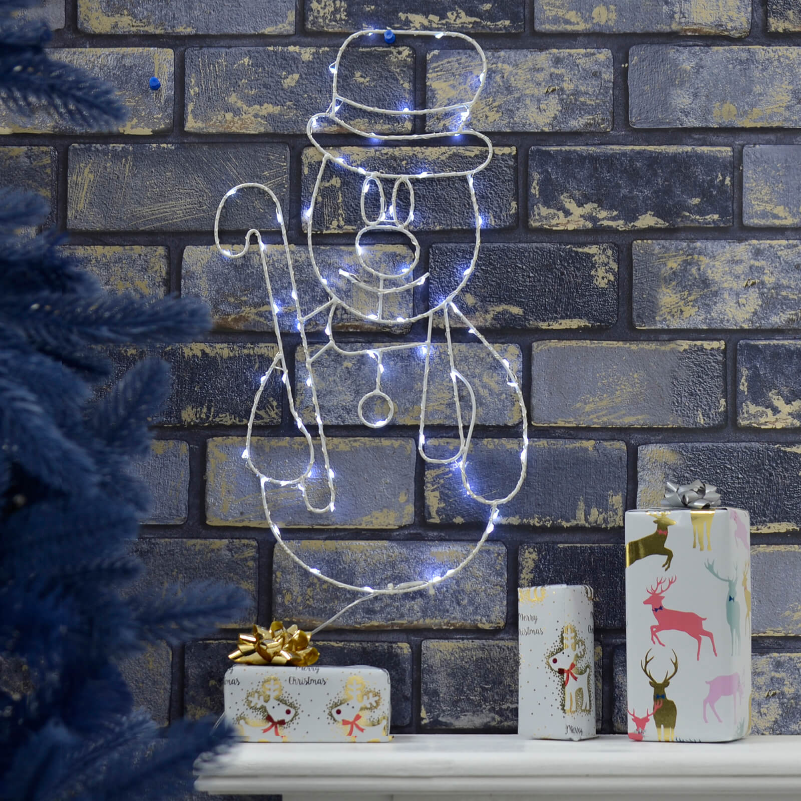 Mr Crimbo Light Up Snowman Christmas Wall Decoration 45cm - MrCrimbo.co.uk -XS7281 - -christmas light